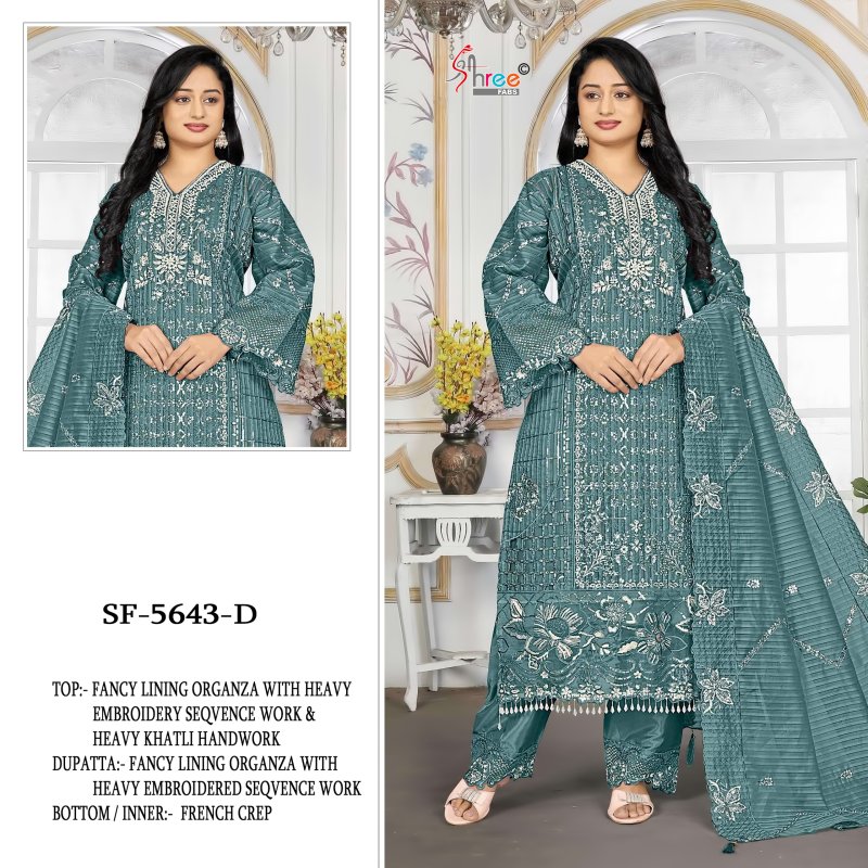 Sf 5643 A To D By Shree Fancy Lining Organza Pakistani Salwar Suits